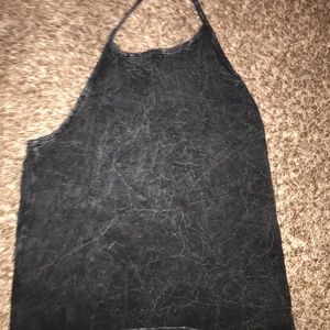 Dark acid wash halter top